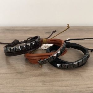 COPY - Layered Leather Bracelets with Pyramid Studs